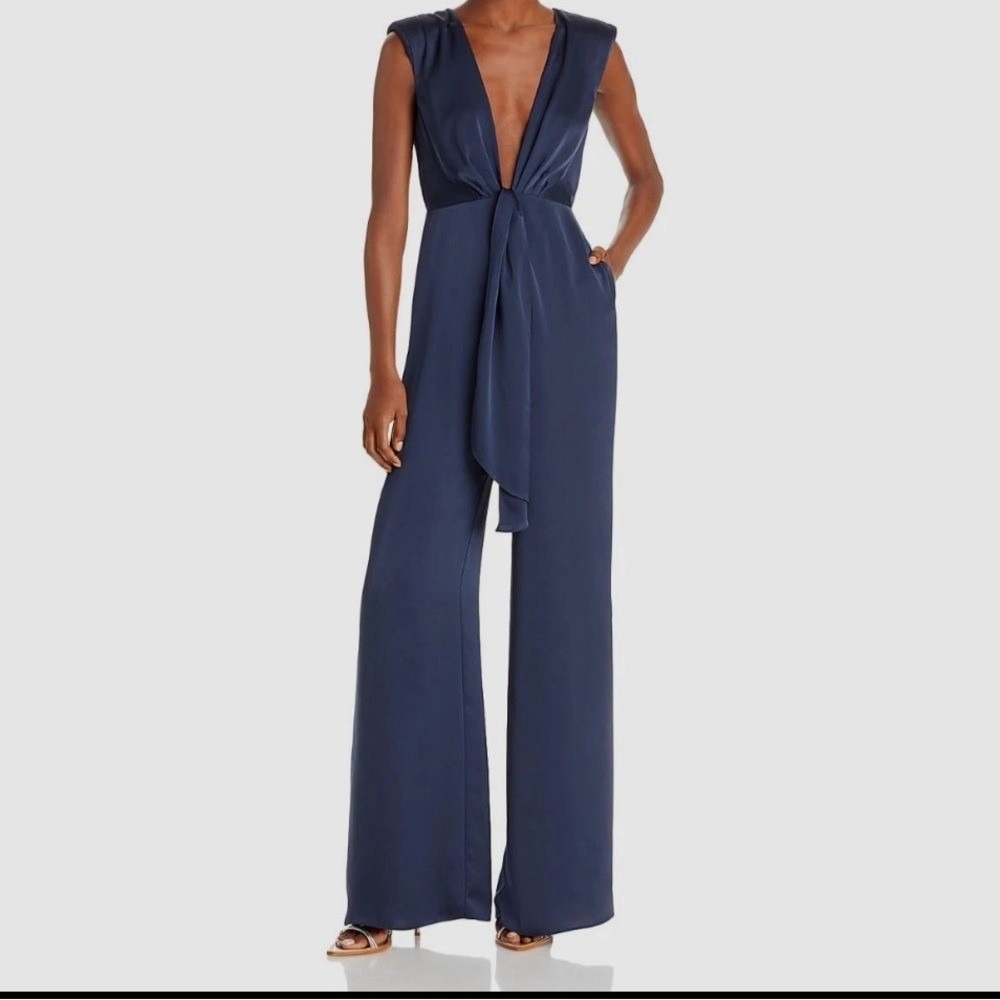 Ramy Brook Navy Wide Leg Jumpsuit Heather Jumpsuit Size 8 NWT Designer